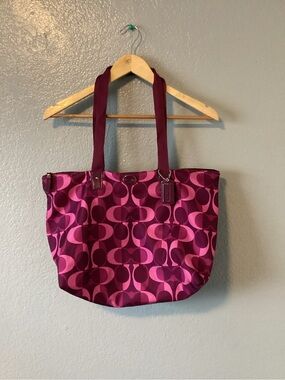 Coach Pink Signature Getaway Packable Tote Bag